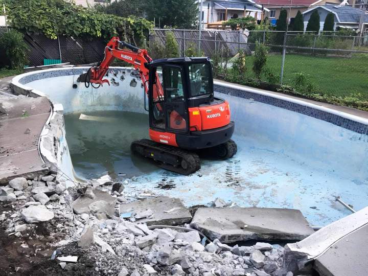 Professional demolition of in-ground pools.