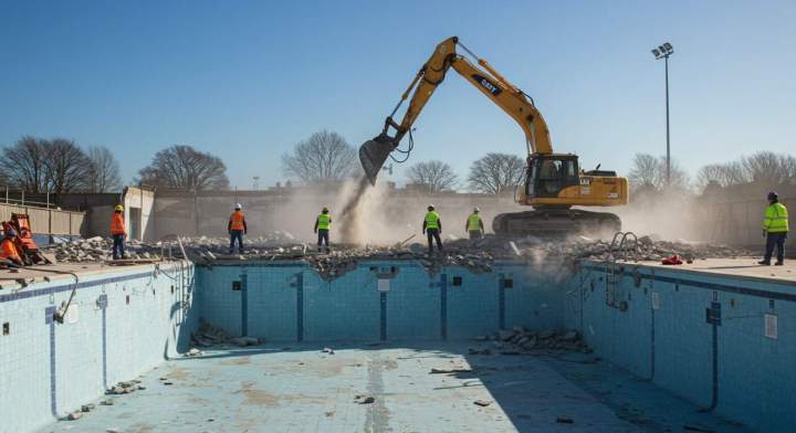 Démolition de piscine, Mirabel